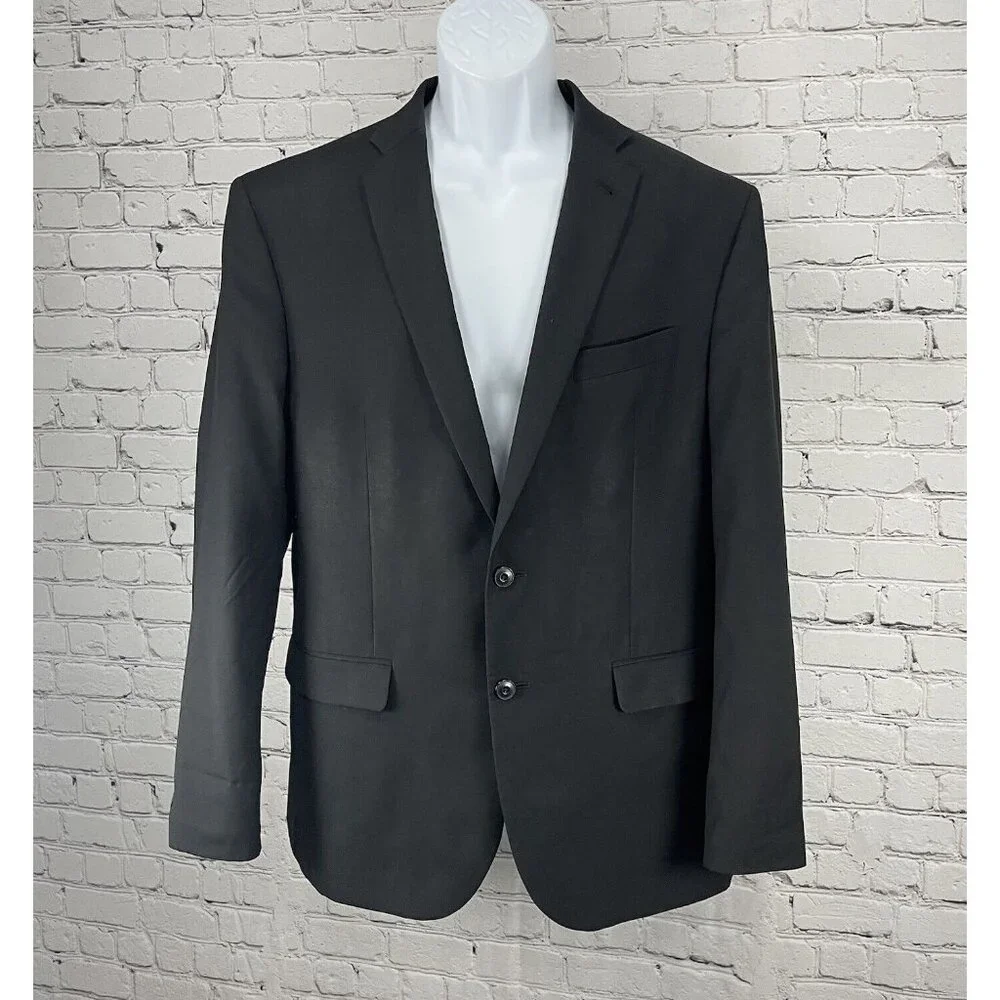 Jos A Bank 1905 Black 100% Wool Slim Fit 2 Button Vented Notch Suit Blazer 43R